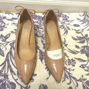 Franco Sarto nude patent leather heels